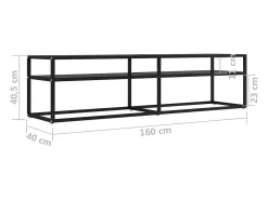 Mueble para TV vidrio templado negro 160x40x40,5 cm