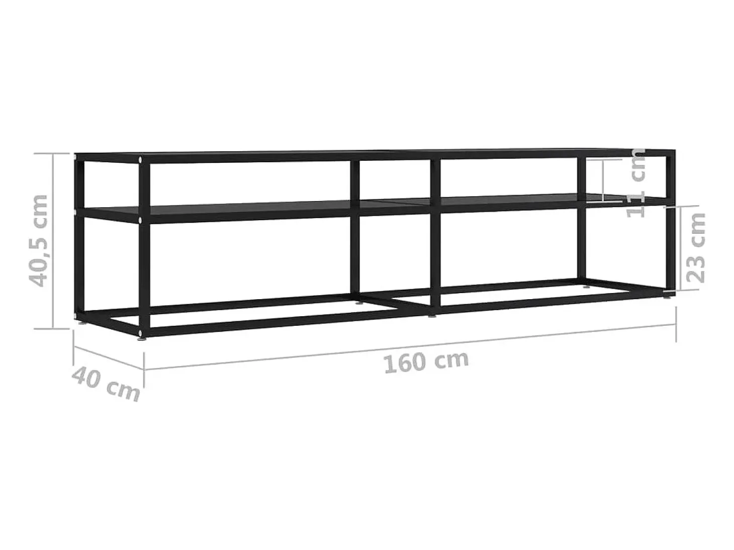 Mueble para TV vidrio templado negro 160x40x40,5 cm