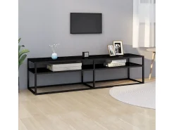 Mueble para TV vidrio templado negro 160x40x40,5 cm