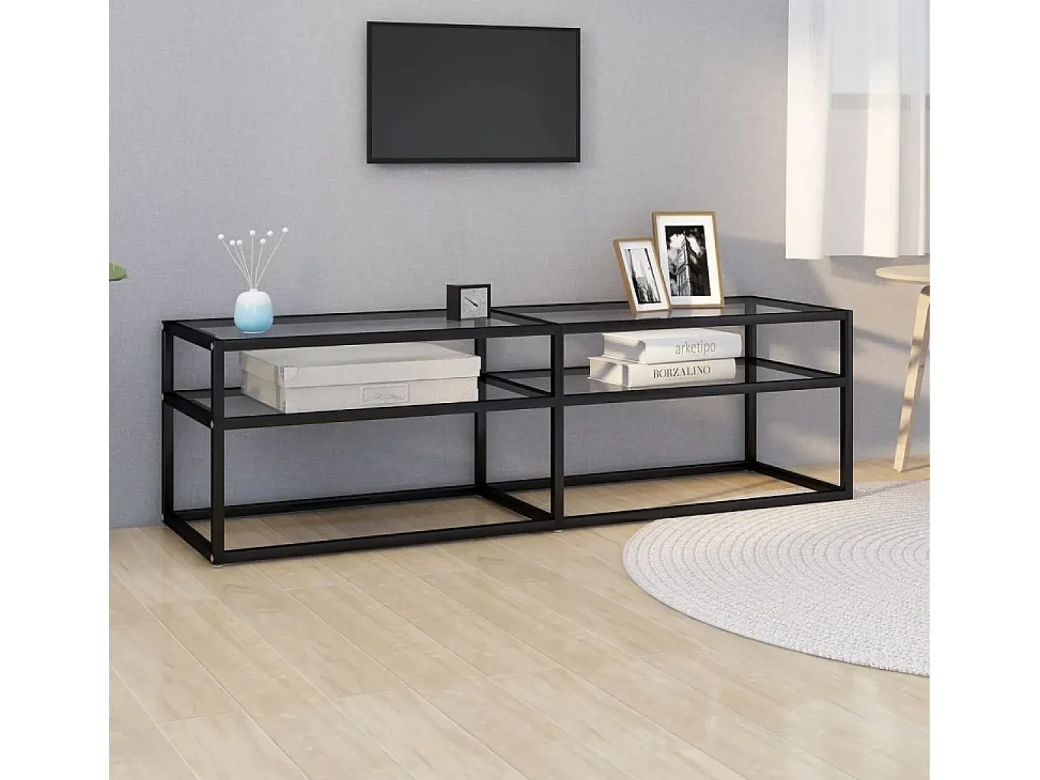 Mueble para TV vidrio templado transparente 140x40x40,5 cm