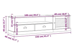 Mueble para TV VIGO madera maciza de pino gris 156x40x40 cm