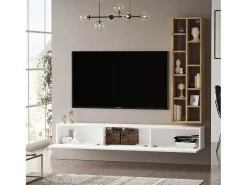Mueble Para Tv Y Estantería Luvio - Venprodin - 175 Cm Fieltro-Blanco