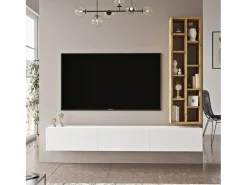 Mueble Para Tv Y Estantería Luvio - Venprodin - 175 Cm Fieltro-Blanco