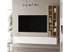 Mueble Para Tv Y Estantería Luvio - Venprodin - 175 Cm Fieltro-Blanco