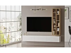 Mueble Para Tv Y Estantería Luvio - Venprodin - 175 Cm Fieltro-Blanco