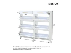 Mueble para zapatos 2 piezas 140x25x123,5 cm - 6 puertas abatibles y 2 cajones - 12 estantes - MDF - Blanco