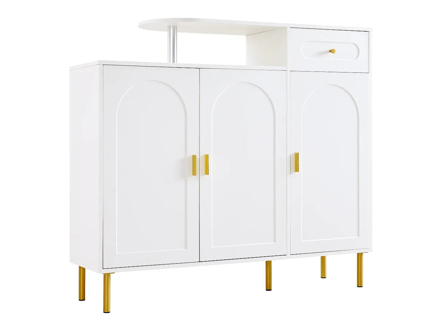 Mueble para zapatos 120 x 35 x 92 cm - 1 cajón + 3 puertas - patas de metal - Blanco