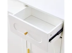 Mueble para zapatos 120 x 35 x 92 cm - 1 cajón + 3 puertas - patas de metal - Blanco