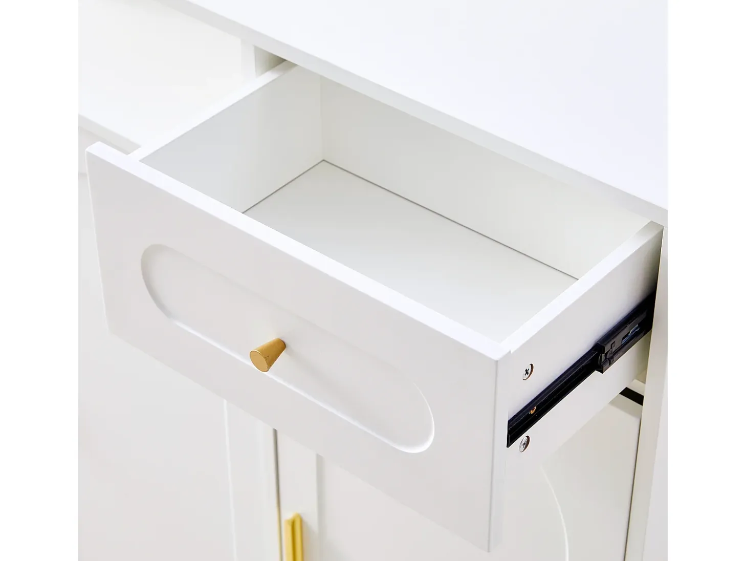 Mueble para zapatos 120 x 35 x 92 cm - 1 cajón + 3 puertas - patas de metal - Blanco