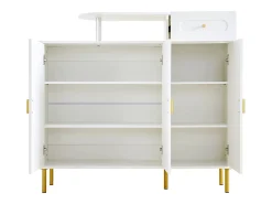 Mueble para zapatos 120 x 35 x 92 cm - 1 cajón + 3 puertas - patas de metal - Blanco