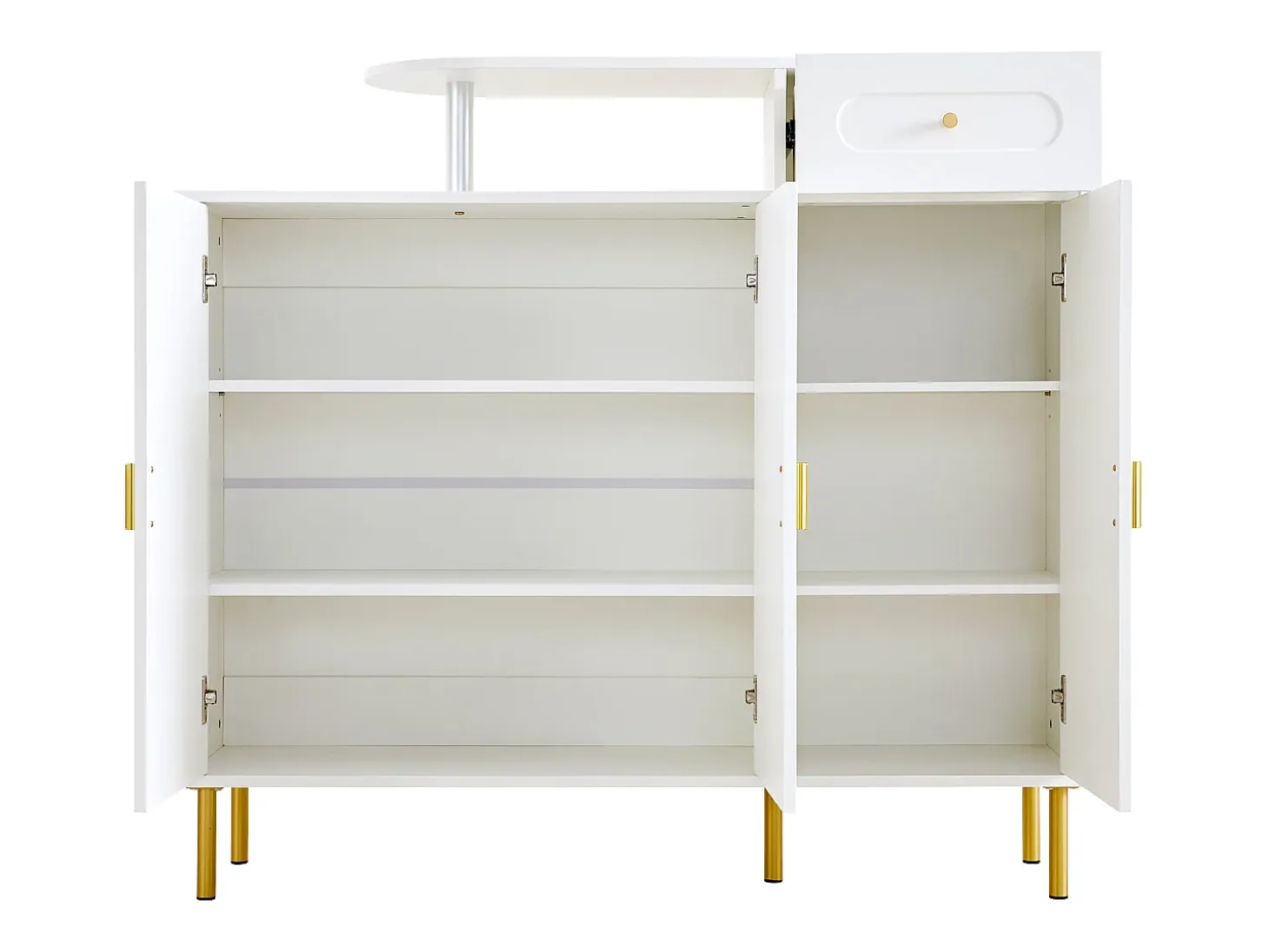 Mueble para zapatos 120 x 35 x 92 cm - 1 cajón + 3 puertas - patas de metal - Blanco