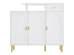 Mueble para zapatos 120 x 35 x 92 cm - 1 cajón + 3 puertas - patas de metal - Blanco