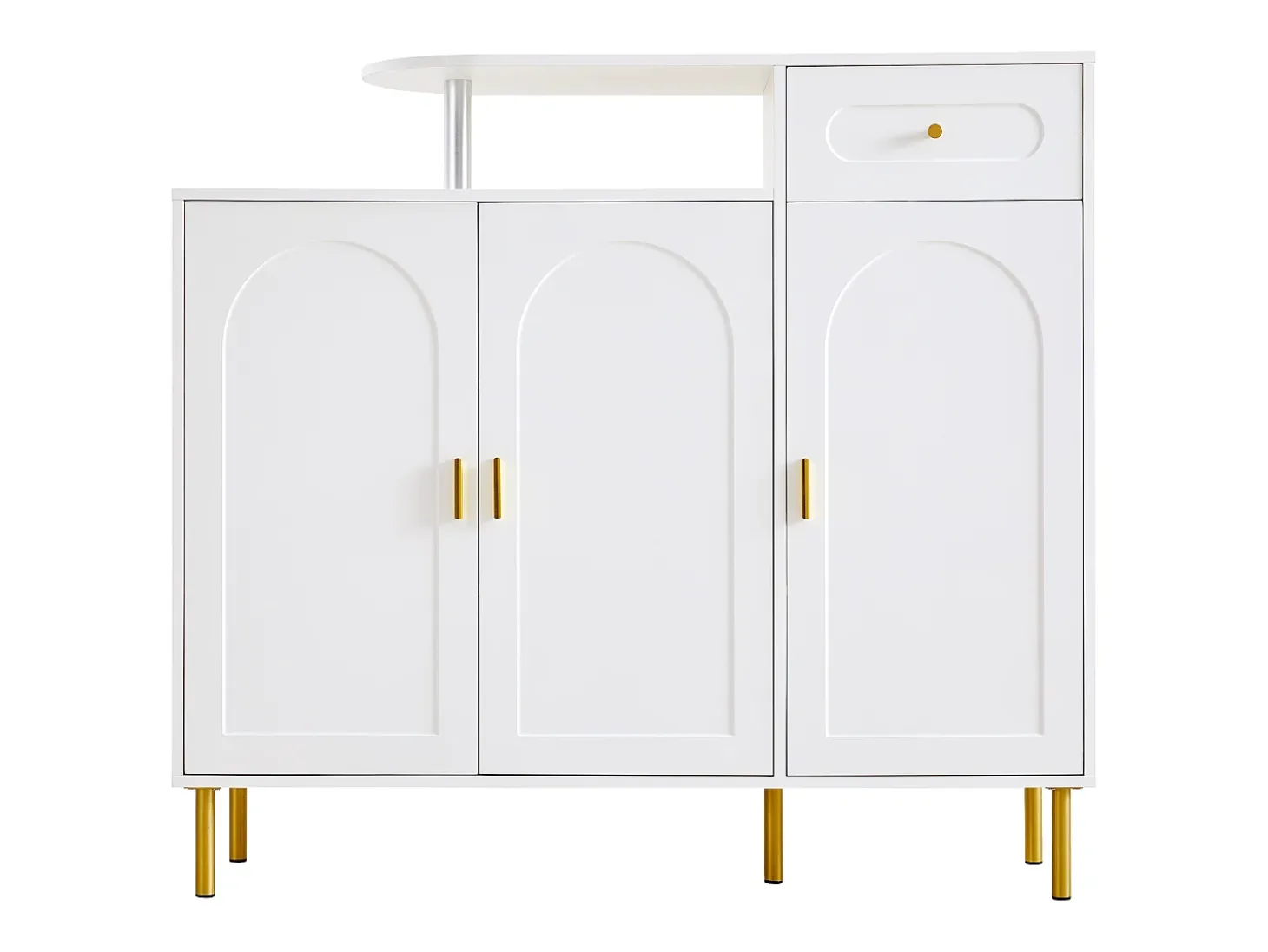 Mueble para zapatos 120 x 35 x 92 cm - 1 cajón + 3 puertas - patas de metal - Blanco