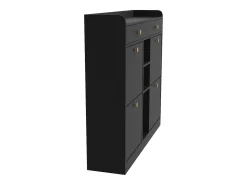 Mueble para zapatos 110 x 26 x 100 cm - 4 puertas - 2 cajones - 3 compartimentos abiertos - negro