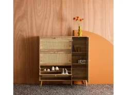Mueble para zapatos de caña con 3 cajones natural