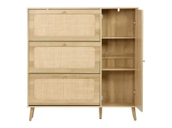 Mueble para zapatos de caña con 3 cajones natural