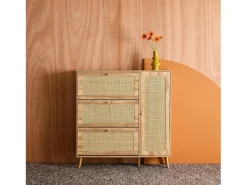 Mueble para zapatos de caña con 3 cajones natural
