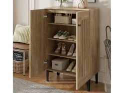 Mueble para zapatos moderno 60x31,5x95 cm - 2 puertas - Estantes de varios niveles - Paneles de partículas - Natural