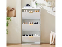 Mueble para zapatos moderno 60x24x114 cm - con 3 puertas abatibles - Blanco