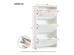 Mueble para zapatos moderno 60x24x114 cm - con 3 puertas abatibles - Blanco