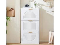 Mueble para zapatos moderno 60x24x114 cm - con 3 puertas abatibles - Blanco