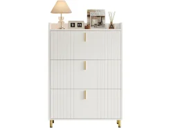 Mueble para zapatos 80x23,5x123,5 cm - con 3 frontales abatibles - con 6 compartimentos ajustables - blanco