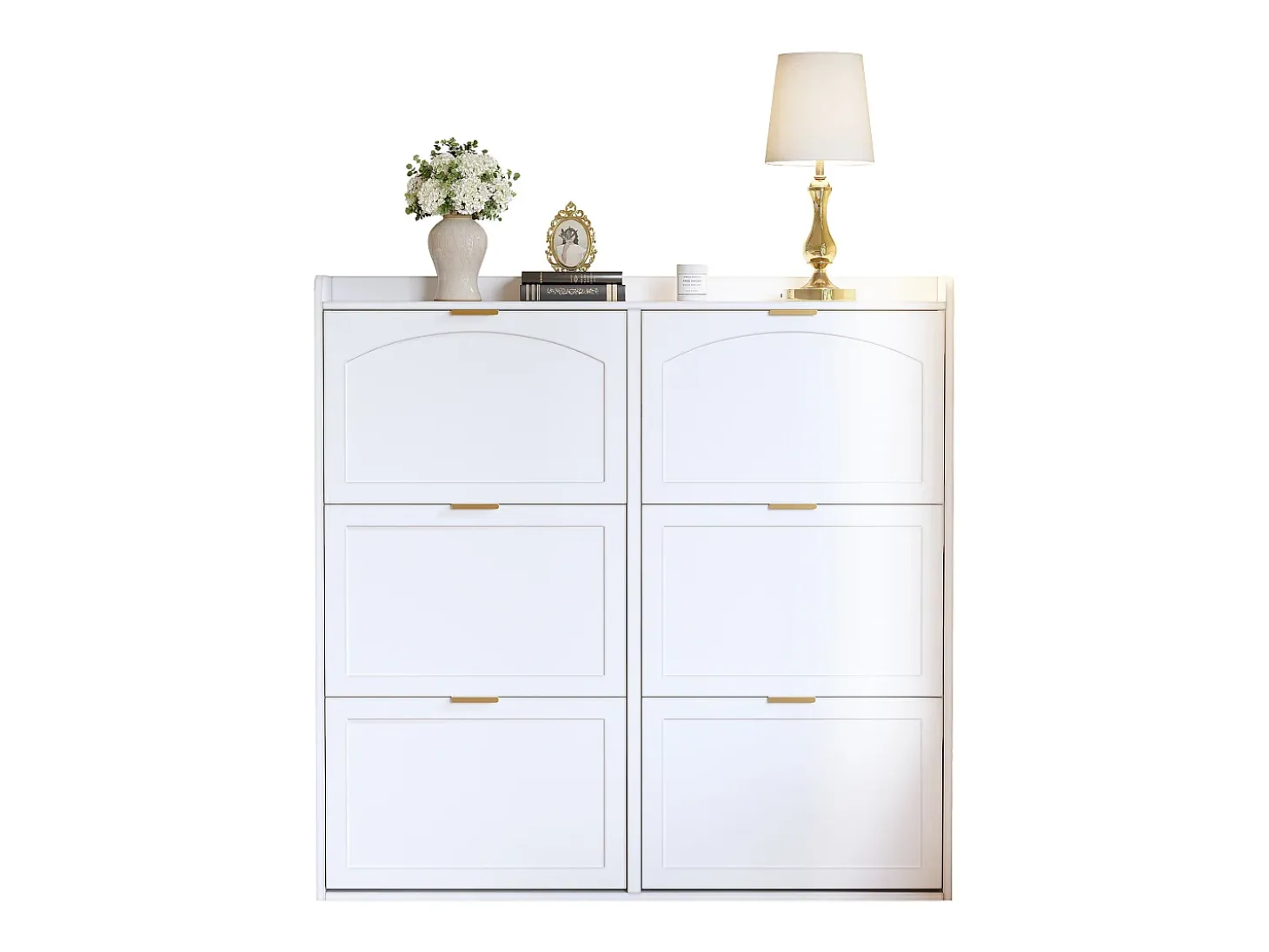 Mueble para zapatos 120x23x118cm - con 6 puertas abatibles - blanco