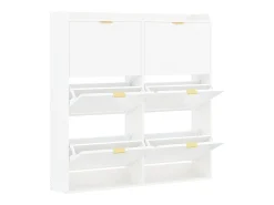 Mueble para zapatos 120x23x118cm - con 6 puertas abatibles - blanco