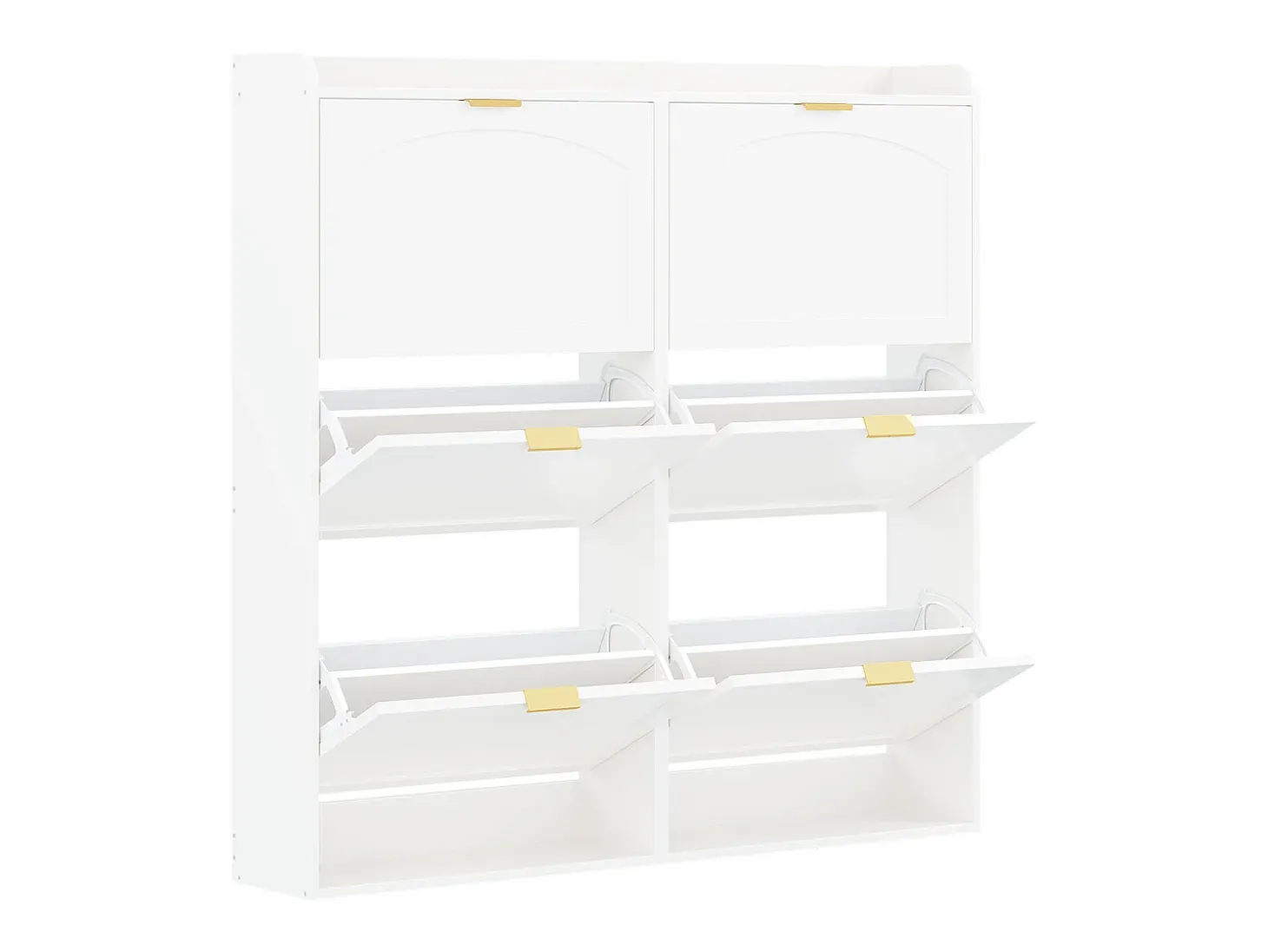 Mueble para zapatos 120x23x118cm - con 6 puertas abatibles - blanco