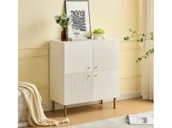 Mueble para zapatos 80x36x90cm - 4 puertas - Patas de metal - MDF - Blanco