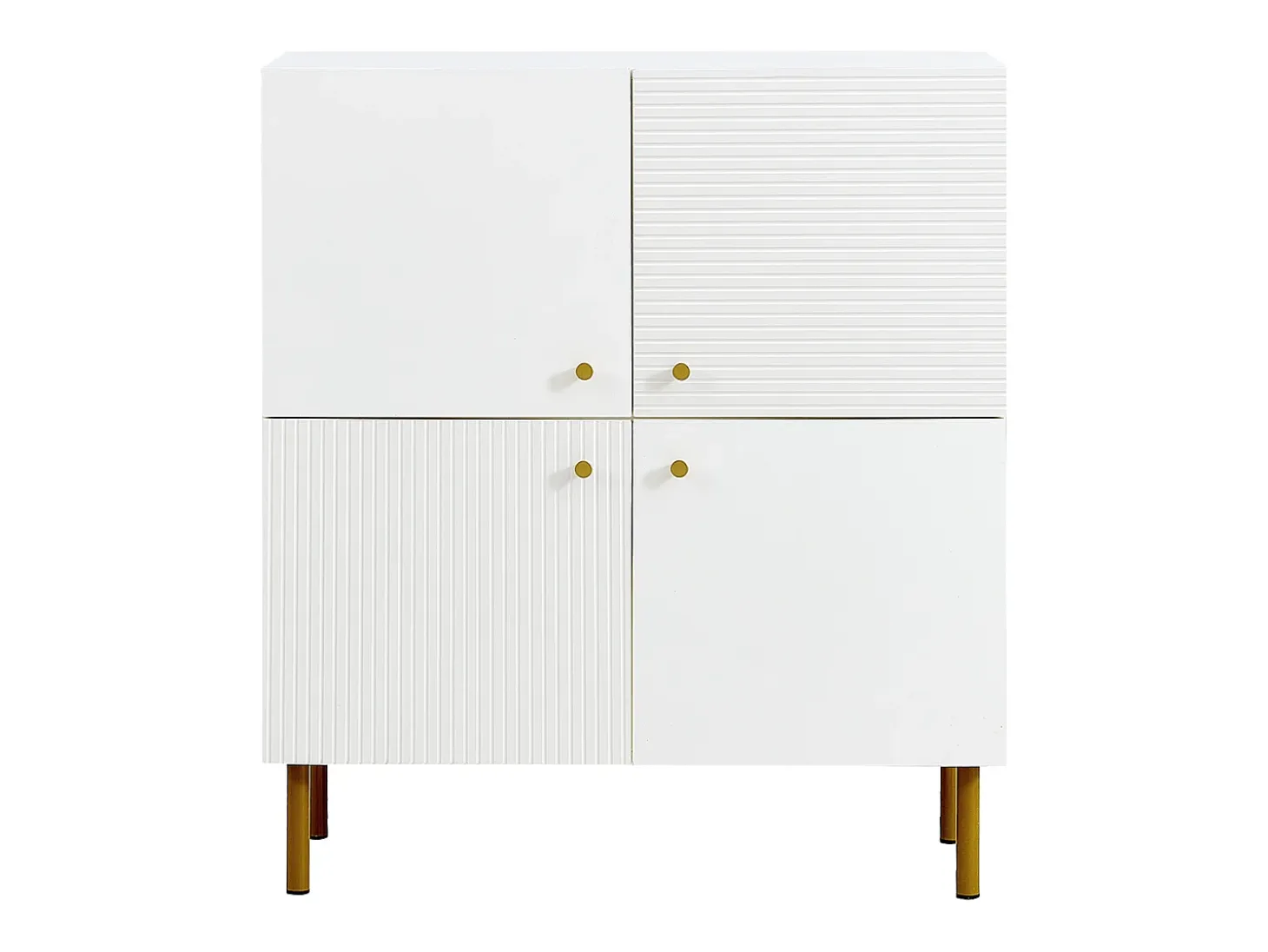 Mueble para zapatos 80x36x90cm - 4 puertas - Patas de metal - MDF - Blanco