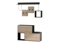 Mueble recibidor de diseño madera y gris INGA