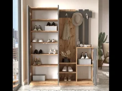 Mueble recibidor madera y gris con espejo ANKA