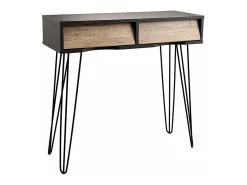Mueble recibidor MOA Vinthera 2 cajones negro/natural 76x80x30 cm