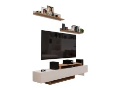 Mueble Salón Opole TV 2 Puertas Abatibles Blanco y Roble Claro 180 cm