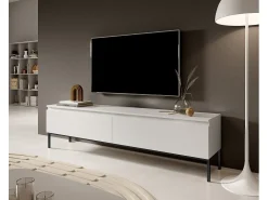 Mueble TV - 150 cm - blanco con pies negros - BEMMI