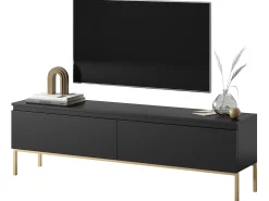 Mueble TV - 150 cm - negro con patas doradas - BEMMI