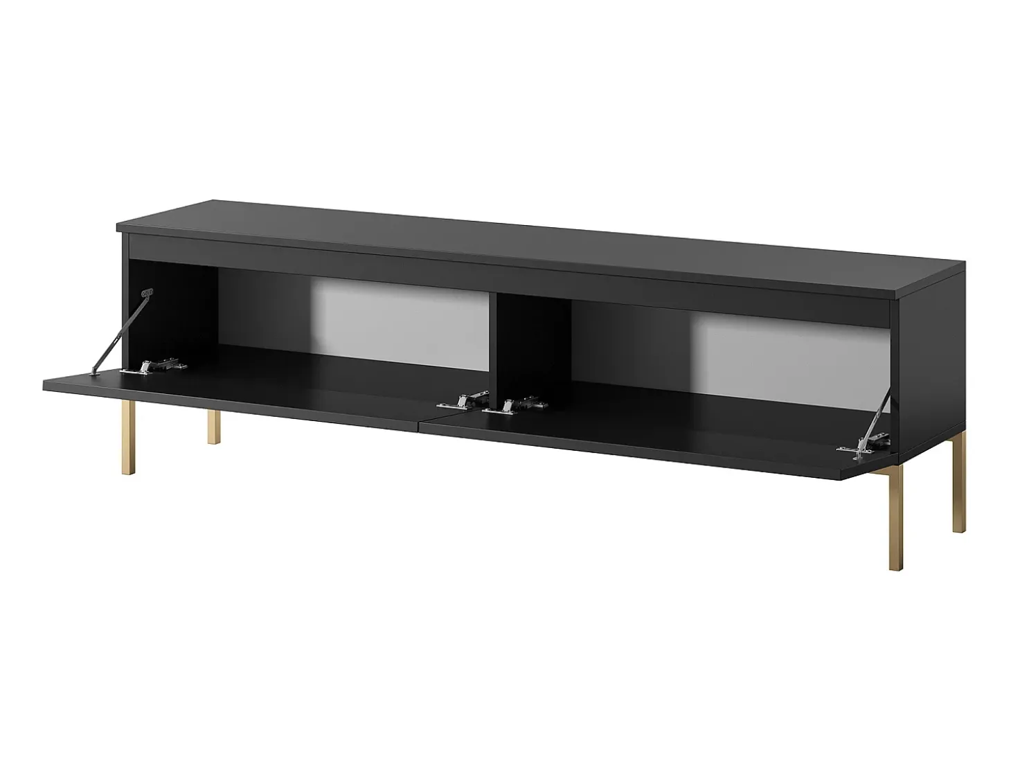 Mueble TV - 150 cm - negro con patas doradas - BEMMI