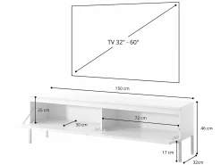 Mueble TV - 150 cm - negro con patas doradas - BEMMI