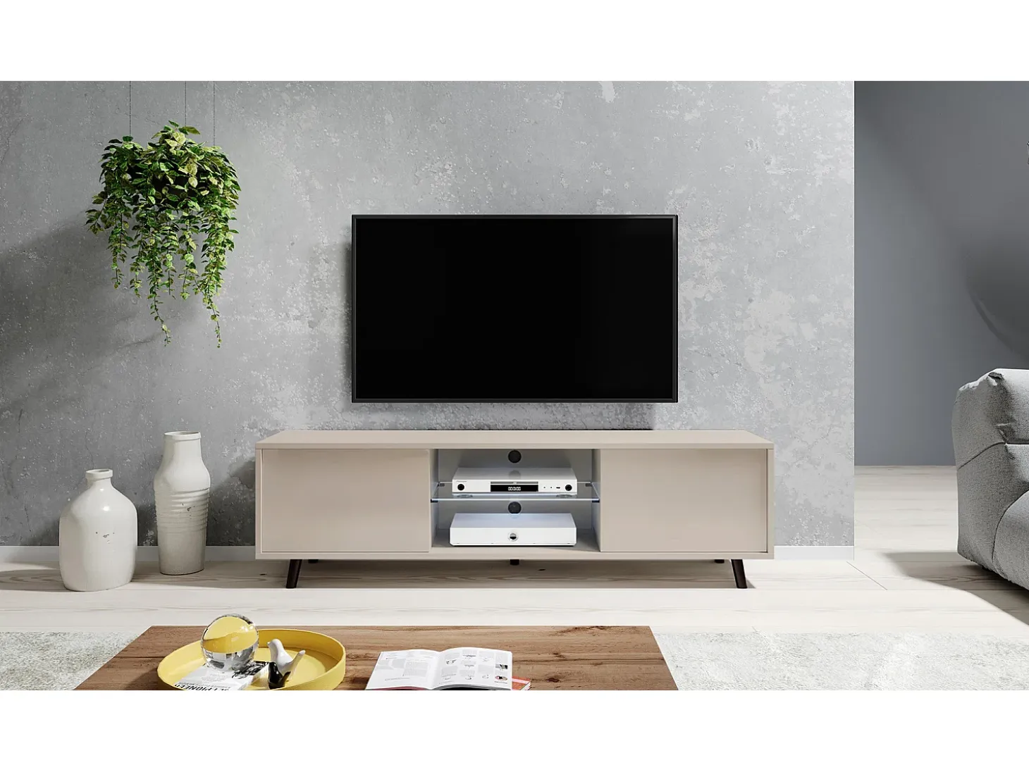 Mueble TV - 140 cm - Topo (Gris-Beige) - LEFYR