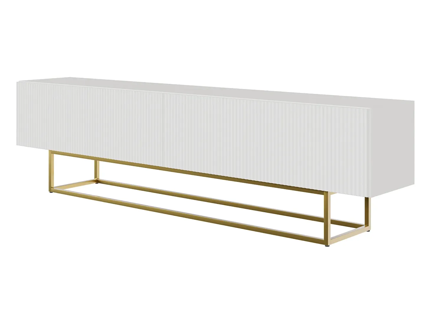 Mueble TV - blanco con patas de metal dorado - 175 cm - VELDIO