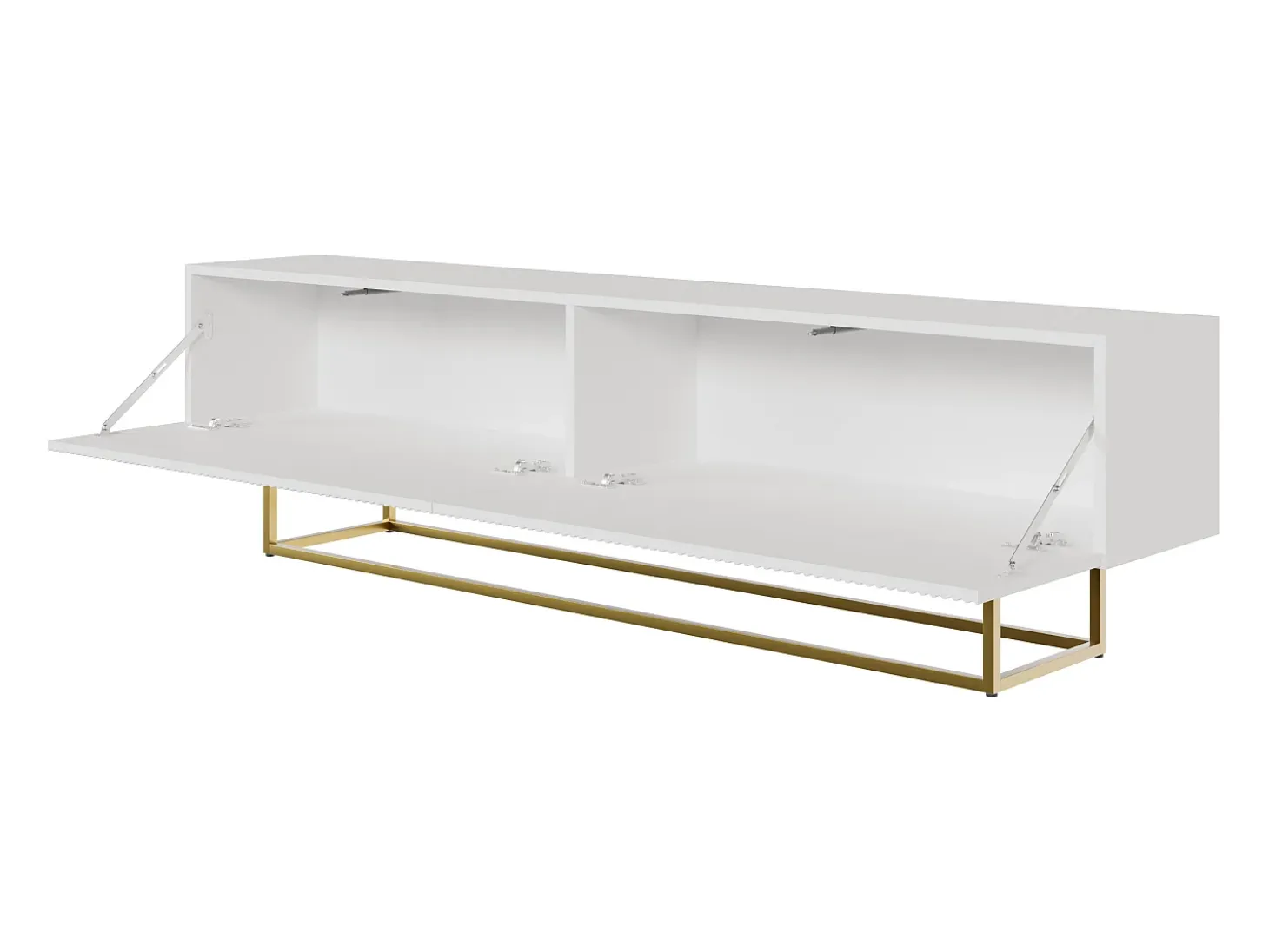Mueble TV - blanco con patas de metal dorado - 175 cm - VELDIO