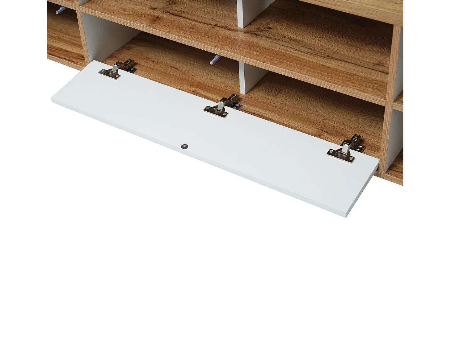 Mueble TV 175 cm - 5 puertas y 2 nichos - MDF - colores blanco y natural