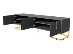 Mueble TV 170 cm - con estantes ajustables - tiradores y pies dorados - Gris
