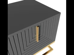 Mueble TV 170 cm - con estantes ajustables - tiradores y pies dorados - Gris
