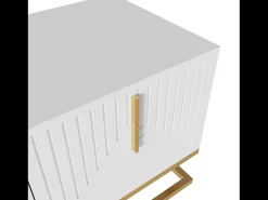 Mueble TV 170 cm - con estantes regulables - tiradores y pies dorados - Blanco