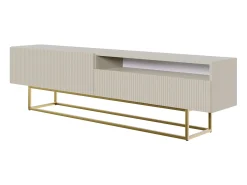 Mueble TV - con patas de metal dorado - 175 cm - taupe (gris-beige) - VELDIO