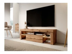 Mueble TV - para la sala de estar - 140 cm de ancho - roble lancaster - con iluminación LED - Bianko