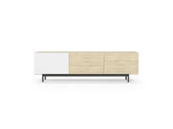 Mueble TV 3 puertas - A52cm x L180cm x F43cm - roble y blanco - Printed
