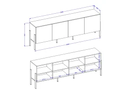 Mueble TV 4 puertas 200 cm Bérénice Blanco